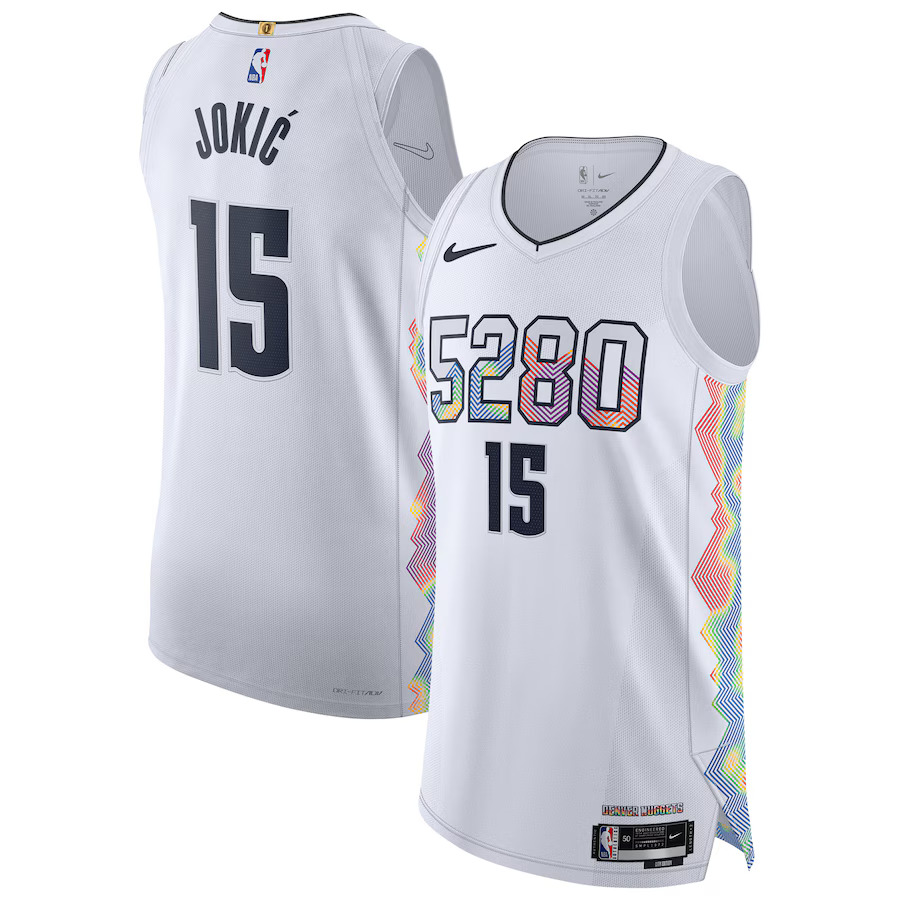 Men Denver Nuggets #15 Nikola Jokic Nike White City Edition 2024-25 Authentic Player NBA Jersey